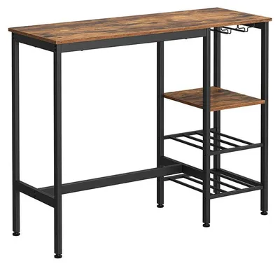 Produktbild von Bartisch mit Halterungen - Bartisch - Stehtisch - Spanplattenstahl - 110x40x90 cm