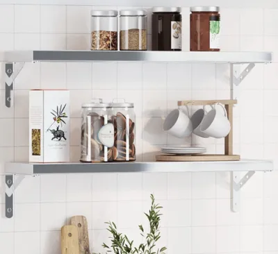 Zdjęcie produktu dla Maison Exclusive – wsporniki do półek, 4 szt., 20 x 2,5 x 14 cm, stal nierdzewna w kolorze srebrnym