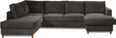 Produktbild von Lisa Design JAKE - Wohnlandschaft - mit Schlaffunktion und Bettkasten - 7-Sitzer - aus Cord - links , Dunkelgrau