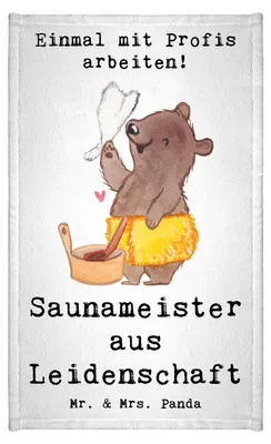 Produktbild von Mr. & Mrs. Panda Handtuch Saunameister Leidenschaft - Weiß - Geschenk, Klein, Mini-Handtuch, Frotteetuch, Gästetuch, gäste wc