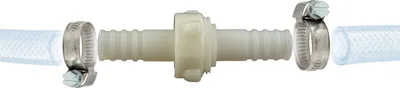 Produktbild von tecuro Schlauchkupplung 3/3, beidseitig Ø 40 mm, mit Edelstahlschlauchschellen - Nylon weiß