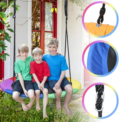 Image de Balançoire nid Yakimz Ø100 cm Balançoire à disque 100-160 cm Balançoire pour enfants Balançoire d'extérieur