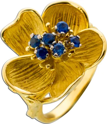 Produktbild von Saphir Ring Gold 750 18 Karat blaue Edelsteine 0.60ct Antikschmuck 17