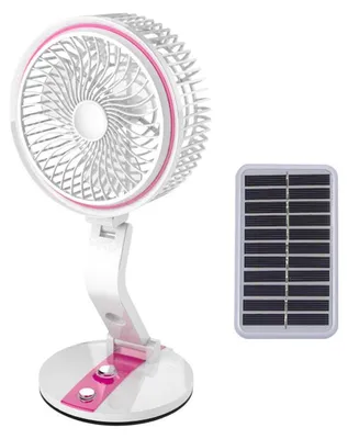 Produktbild von Wiederaufladbarer Faltventilator mit Solarladepanel und tragbarer 360°-LED-Leuchte