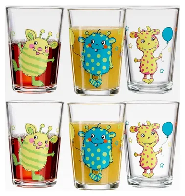 Produktbild von Kindergläser Monsterchen, 6er Set, 205 ml, Bedruckte Kinderbecher mit Monstermotiven, Spülmaschinenfest
