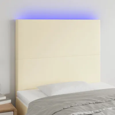 Produktbild von The Living Store LED Kopfteil Creme 100x5x118/128 cm Kunstleder