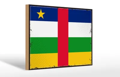 Produktbild von Holzschild Flagge Zentralafrikanischen Republik 30x20cm Retro