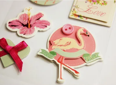 Immagine prodotto di Adesivo con glitter - Fenicottero & Amore
