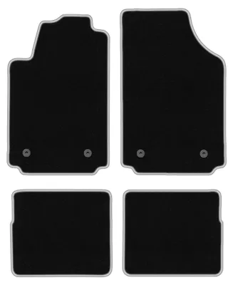 Produktbild von Velours-Fußmatten für Audi A2 2000-2005 (Schrägheck) – 4-tlg, Schwarz/Silber, passgenau – Wielganizator CARLUX