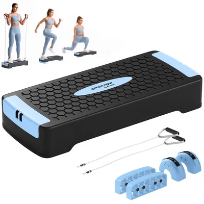 Produktbild von SPORTNOW Steppbrett höhenverstellbar Fitness Aerobic Stepper 11/16 cm Blau