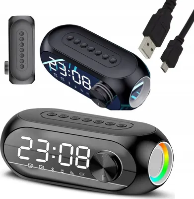 Obrázek produktu pro Bluetooth reproduktor se zrcadlem, rádiem, budíkem a LED displejem, černý