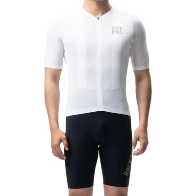 Produktbild von ROCKBROS Fahrradtrikot Herren Kurzarm Radtrikot mit Fahrradhose, atmungsaktiv und schnell trocknend, 3 Rückentaschen, Sitzpolster EU Größe XL