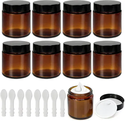 Obrázok produktu pre Sklenené nádoby 100 ml, 8 ks, hnedé, na kozmetiku