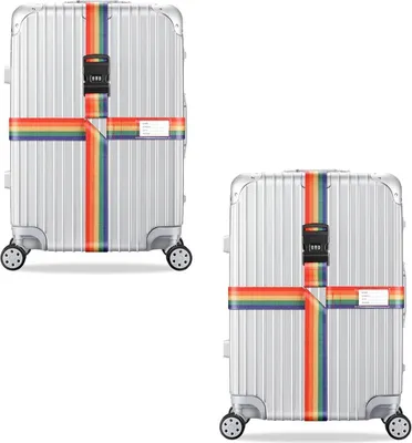 Image de 2x sangles croisées pour valises, couleur:multicolore