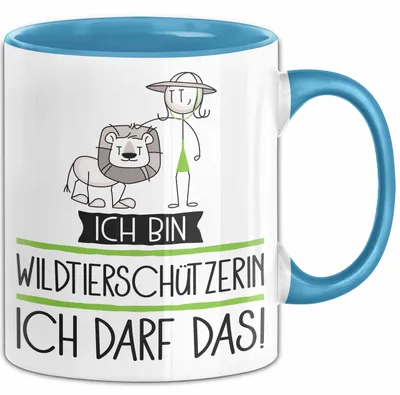 Produktbild von Geschenk für Wildtierschützerin Tasse Lustige Geschenkidee Geburtstag Ich Bin Wildtierschützerin Ich Darf Das (Blau)