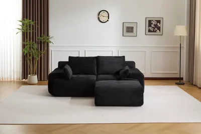 Produktbild von PixelPilot Cord 2-Sitzer Sofa, modular klappbar mit bequemer Polsterung, sofort nutzbar ohne Montage