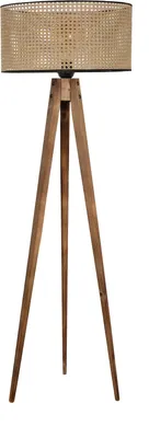 Zdjęcie produktu dla Opviq, Tripod Lampada Stojąca Z cylindrycznym kloszem z rattanu, Stehlampen, Braun, Holz, 45 x 45 x 153 cm