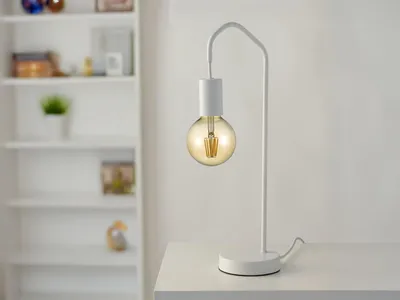 Produktbild von Außergewöhnliche LED Tischlampe in Weiß als Nachttischlampe & Fensterbankleuchte