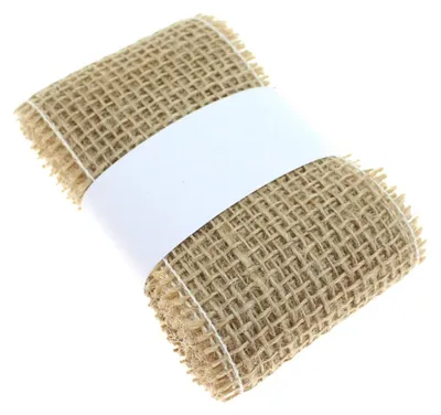 Produktbild von 2m × 60mm Juteband Jutesträngchen Geschenkband Gitterband Jute Deko Band , Farbe:natur