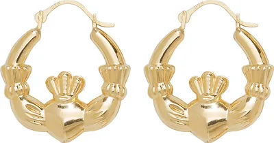Image de Boucles d'Oreilles Créoles Claddagh Femme Or 375/1000 - 20mm*21mm; TRS26332