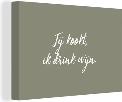 Produktbild von OneMillionCanvasses® - Leinwandbilder - 150x100 cm, Zitate - Du kochst, ich trinke Wein - Sprichwörter, Wandbilder Kunstdruck Wanddekoration - Foto auf Leinwand - Gemälde auf