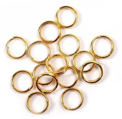Produktbild von Vintageparts Doppelte Splitringe goldfarben 6mm Spaltringe 50 Stück