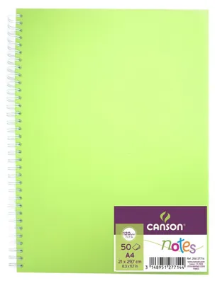 Produktbild von Skizzenbuch Notes A4 50 Blatt 120g grün, mit Spiralbindung,, CANSON