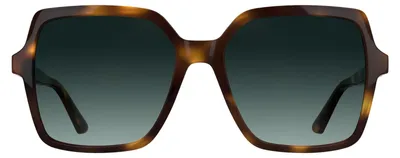 Zdjęcie produktu dla Okulary przeciwsłoneczne damskie Calvin Klein CK25537S - kolor brązowy (Dark Havana) z gradientowymi, niebiesko-zielonymi soczewkami