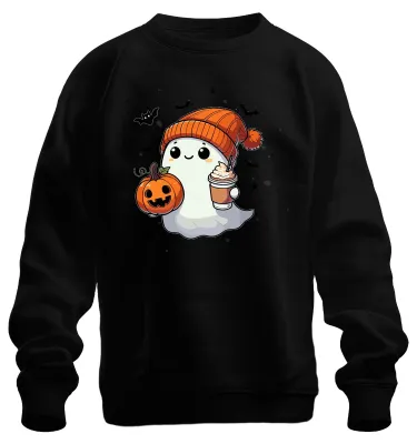 Immagine prodotto di Cute Halloween Ghost Pumpkin Pumpkin Spice Latte Autumn Cute Unisex Sweatshirt Pullover, Nero, XXL