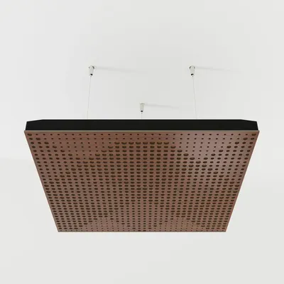 Productafbeelding van Set van 4 akoestische plafondpanelen WILDS, 50x50x5 cm, notenhout/goud