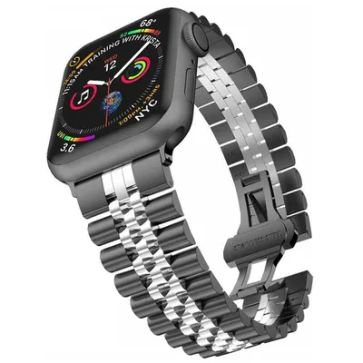 Produktbild von Strap-it Apple Watch 8 Jubilee Stahlband (Schwarz/Silber)