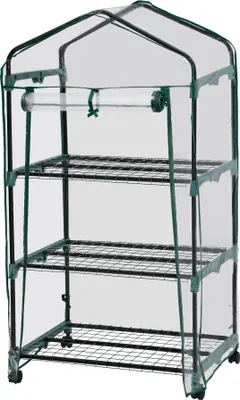 Image de Serre de balcon avec 3 étagères 69x49x133cm - blanc transparent