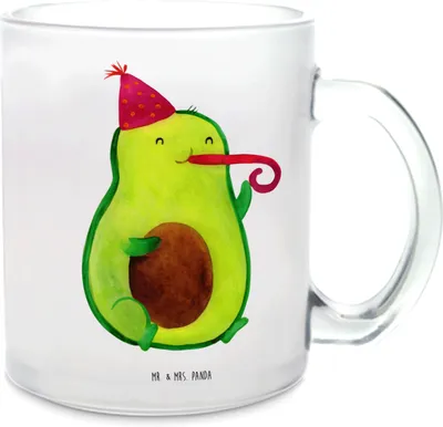 Produktbild von Mr. & Mrs. Panda Teetasse Avocado Geburtstag - Transparent - Geschenk, Party, Frucht, Glas, Tee Tasse, Feier, Pott, Glasbecher, Teeglas, Überraschung