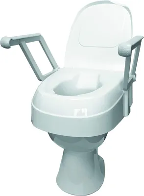 Produktbild von Toilettensitzerhöhung mit Armlehnen und Deckel - Einfache Montage und drei Höhenverstellungen