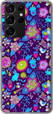 Produktbild von MuchoWow® Handyhülle Schutzhülle Hülle für Telefoonhoesje Samsung Galaxy S21 Ultra Mädchen - Kaninchen - Rosa - Muster - Mädchen - Kinder - Kinder Silikon Softcase Handy Hülle - Mobiltelefon