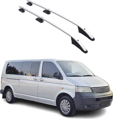 Image de Barres de Toit Transversales pour VW T5 Cravelle 2003-2015 L2 Long Alu Gris 2x