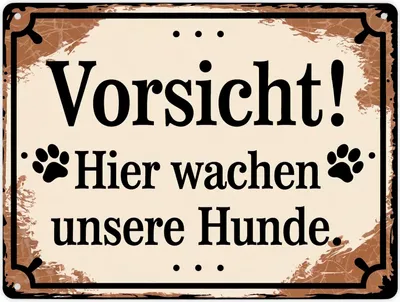 Produktbild von Vorsicht Hier wachen unsere Hunde Metallschild XL in 21x28 cm