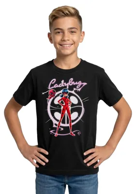Produktbild von Spreadshirt Miraculous Ladybug Mit Tikki Teenager T-Shirt, 134/146 (9-11 Jahre), Schwarz