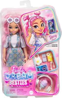 Produktbild von Barbie Dream Besties Daisy Jean-Modepuppe mit 9 Zubehörteilen zum Thema DJ und Musik, Modepuppe, Weiblich, 4 Jahr(e), Mädchen, Mit Ton, 276 mm