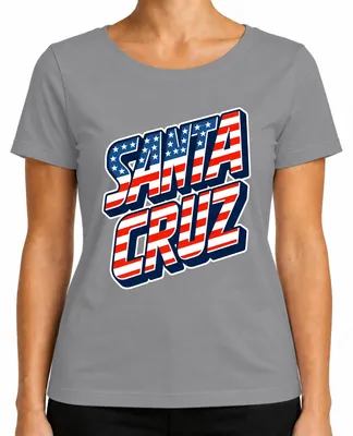 Produktbild von Santa Cruz USA Flagge Kalifornien Skater Surfer Retro Amerika Cali Damen T-Shirt, Grau, L