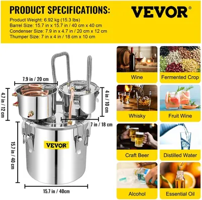 Obrázek produktu pro Destilační přístroj na alkohol, robustní konstrukce, univerzální sadu na destilaci, 50 l