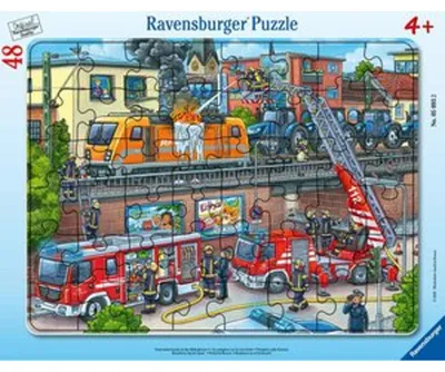 Produktbild von Ravensburger Kinderpuzzle - 05093 Feuerwehreinsatz an den Bahngleisen - Rahmenpuzzle für Kinder ab 4 Jahren, mit 48 Teilen