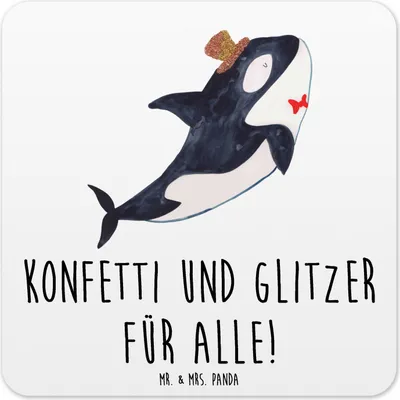 Produktbild von Mr. & Mrs. Panda Untersetzer für Gläser Orca Zylinder 15er Set - Weiß - Geschenk, Meer, Glitter, Tassenuntersetzer, Glas-Untersetzer, Getränkeuntersetzer, Fest, Narwal