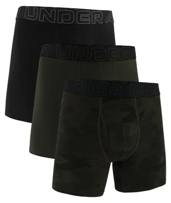 Produktbild von UNDER ARMOUR Herren Boxershorts, 3er Pack - Performance Baumwolle Boxer Briefs - Novelty 6 in, Camouflage, Stretch Schwarz/Grüngrau L