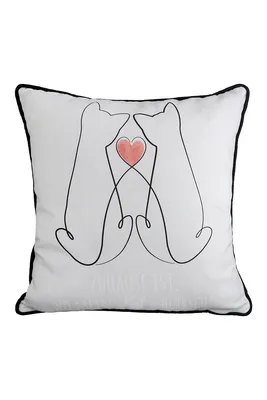 Produktbild von Gilde Kissen, quadratisch, "Love Cat", Katzenmotiv, Spruch, Polyester, creme, VE 3, B. 45 cm, H. 45 cm 47463 4063387474631