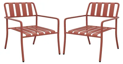Produktbild von 2er-Set niedrige Gartensessel stapelbar aus Metall – Terracotta – BIRMOS von MYLIA
