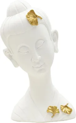 Image de Mauro Ferretti, buste de Bouddha blanc et or brillant, 21,5 x 16 x 35 cm