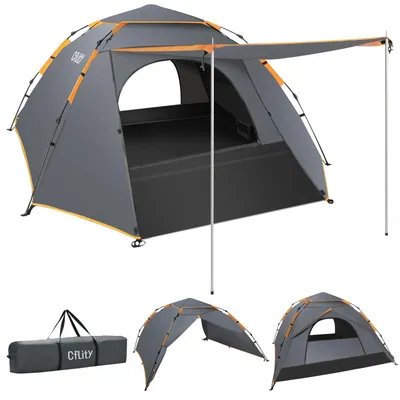 Image de Tente de camping pop-up pour 3 personnes avec tapis de sol imperméable