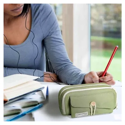 Produktbild von Federmäppchen mit 4 Fächern, multifunktionale Federtasche für Schule und Büro (Grün)