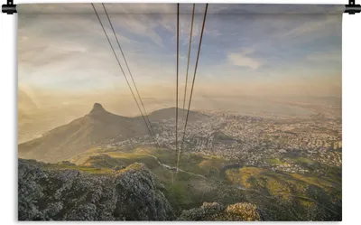 Produktbild von MuchoWow® Wandteppich Wandbehang Blick vom Tafelberg über Kapstadt bei Sonnenuntergang 120x80 cm Tapisserie Dekoration Wandtuch - Wanddekorationen - Wandtücher
